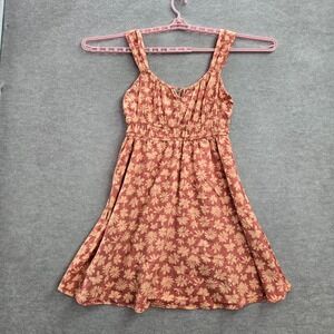 GAP Women Dress L Pink Floral Mini Fit & Flare Sleeveless‎ Keyhole Lined